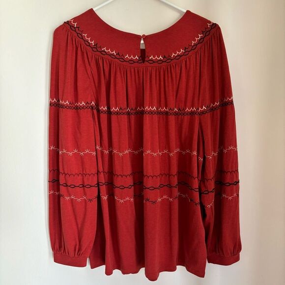 Garnet Hill women’s Dahla embroidered knit boho burnt orange top blouse medium! - Picture 12 of 15